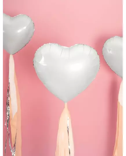 Biały balon aluminiowy w kształcie serca, 45 cm, image 2