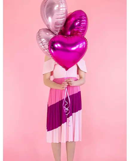 Balon foliowy w kolorze jasnoróżowym metaliczne serce 45 cm, image 2