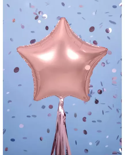 Balon foliowy w gwiazdki metaliczny różowe złoto 48 cm, image 2