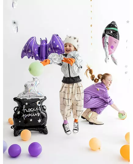 Olbrzymi foliowy balon fioletowy nietoperz 119 x 51 cm, image 2