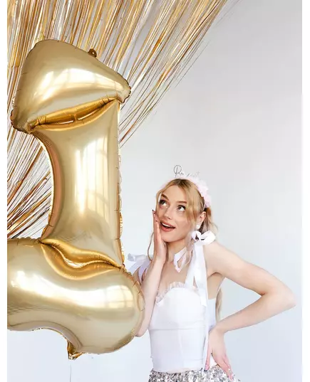 Złoty aluminiowy balon penis 88 cm, image 2