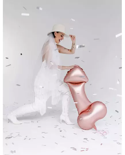 Balon aluminiowy różowo-złoty penis 88 cm, image 2