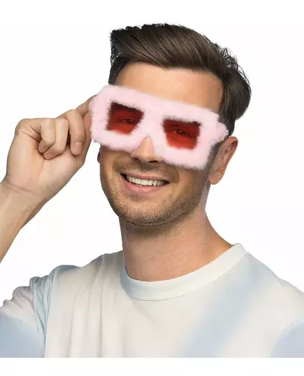 Różowe pluszowe okulary imprezowe dla dorosłych, image 2