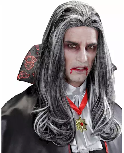 Długa dwukolorowa peruka wampira dla dorosłych na Halloween, image 2