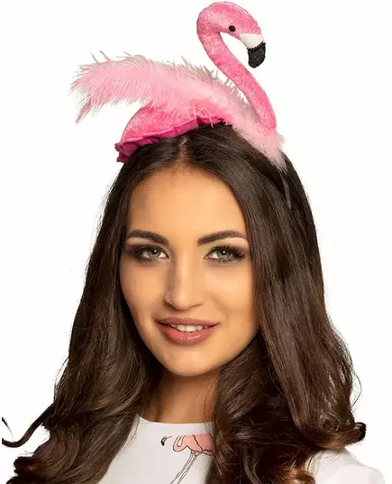 Opaska na głowę z różowego pióra Flamingo dla dorosłych, image 2