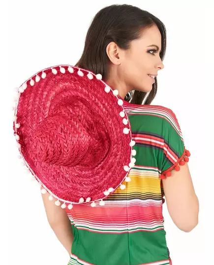 Dorosły czerwony frędzel Trim Sombrero, image 2