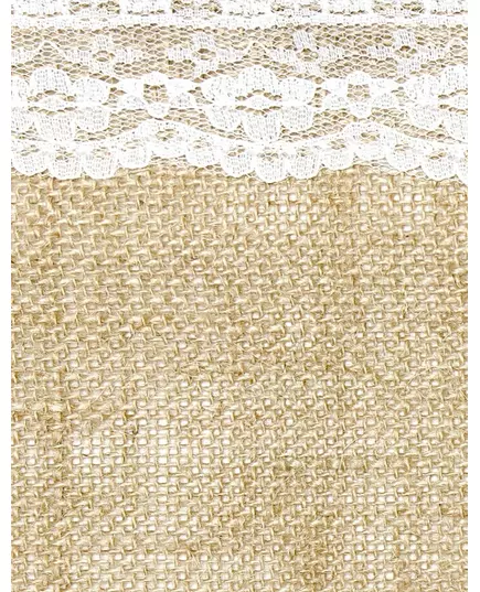Bieżnik jutowy z koronkową lamówką, 28 cm x 2,75 m, image 2