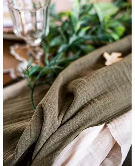 Bieżnik z gazy bawełnianej w kolorze khaki, 30 cm x 3 m, image 2