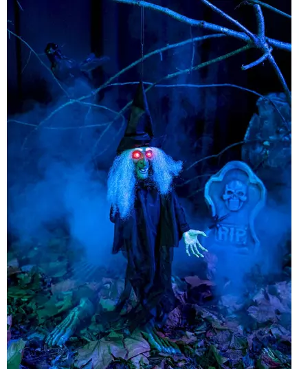 Halloween rozświetla się i mówi animowana dekoracja wiedźmy, image 2