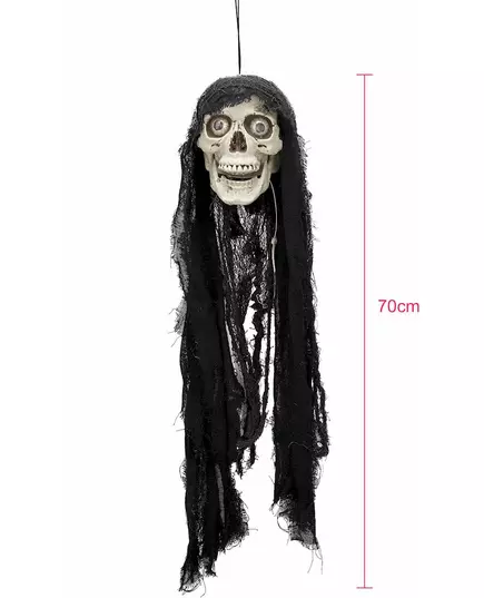Animowana dekoracja czaszki ze światłem i dźwiękiem, 70 cm, image 2