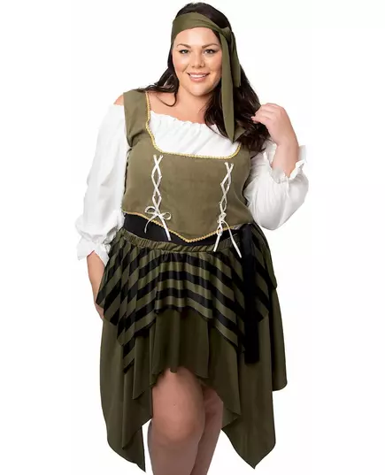 Kostium korsarza pirata w kolorze zielonym plus size dla kobiet, image 2