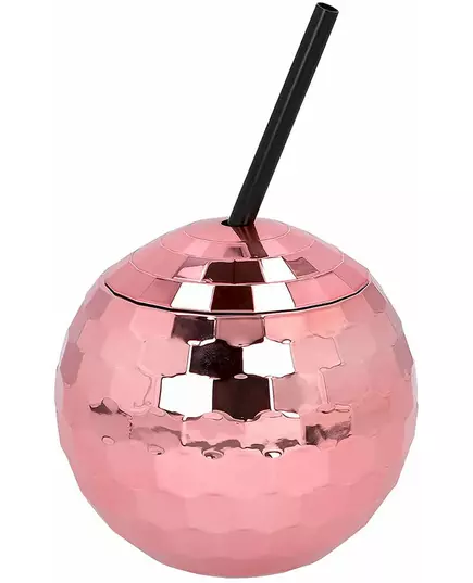 Szklanka kula disco z różową słomką 650 ml, image 2