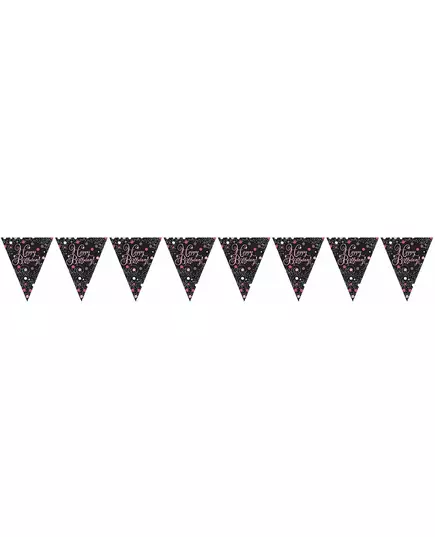 Błyszcząca różowa girlanda z chorągiewek na imprezy, 3 m 96 x 21 cm, image 2