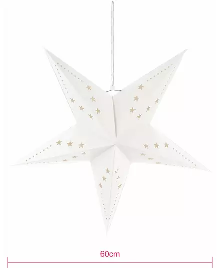 Biały wiszący lampion w kształcie gwiazdy 60 cm, image 2