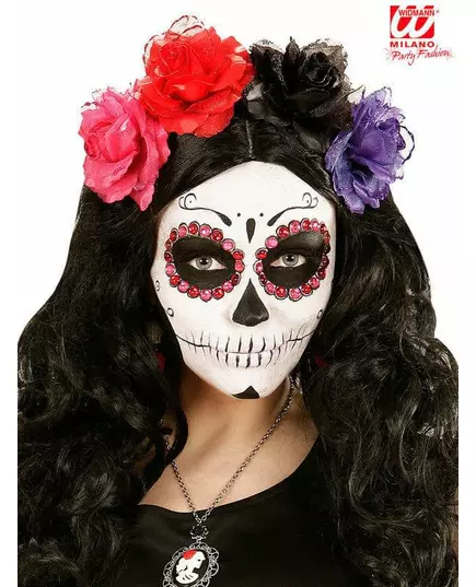 40 Dia de los muertos dorosłe różowe i czerwone cyrkonie, image 2