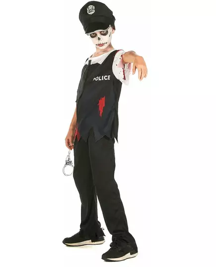 Kostium policjanta zombie w kolorze czarno-białym dla dzieci, Rozmiar: 10-12 lat (130-140 cm), image 2