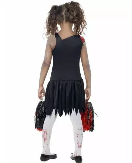Kostium zombie cheerleaderka czarno-czerwony dla dziewczynki, Rozmiar: 13-15 lat, image 2