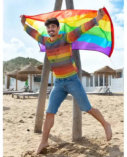 Tęczowy męski top z siateczki, image 2