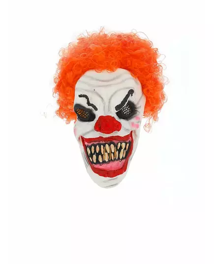 Halloweenowa przerażająca maska klauna z czerwonymi włosami, image 2