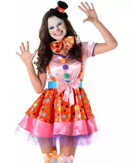 Kostium klauna w kolorowe kropki damski, Rozmiar: Medium, image 2