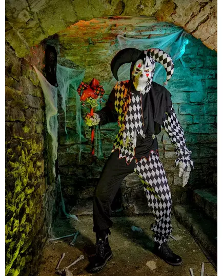 Kostium klauna arlekina na Halloween dla mężczyzn czarny, Rozmiar: XX-Large, image 2