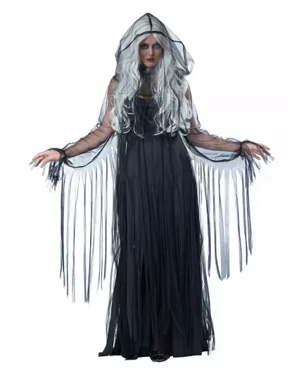 Elegancki czarny strój ducha dla kobiet na Halloween, Rozmiar: XL(44/46), image 2