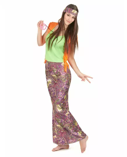 Różowo-zielony kostium hippie dla kobiet, Rozmiar: M/L, image 2