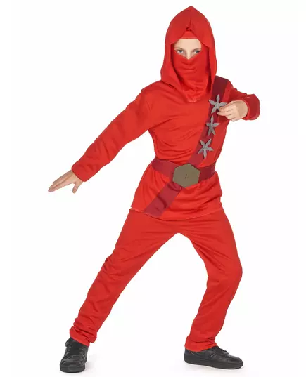 Czerwony strój z gwiazdami ninja dla chłopców, Rozmiar: 7-9 lat(120-130 cm), image 2