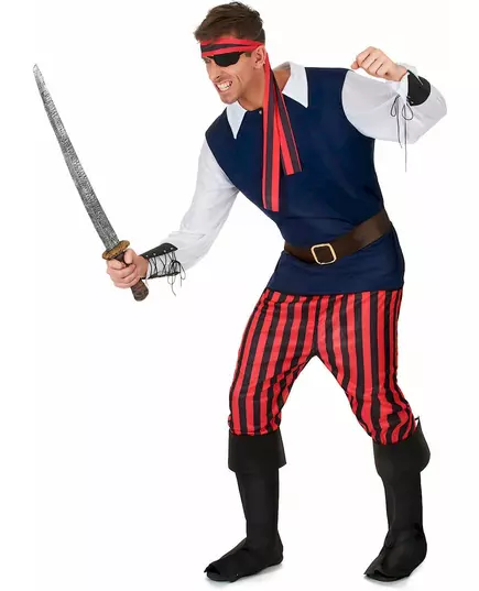 Kostium pirata w czerwono-czarne paski dla mężczyzn, Rozmiar: X-Large, image 2