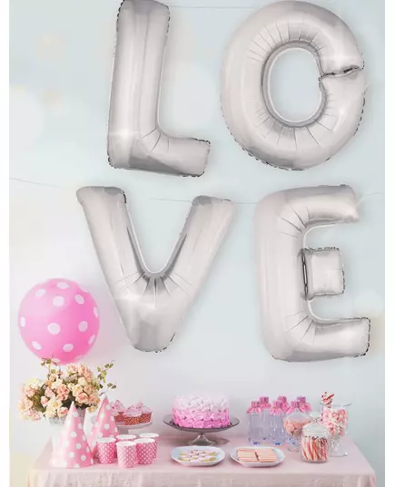 1m srebrny balon foliowy z literami, Rozmiar: N, image 2
