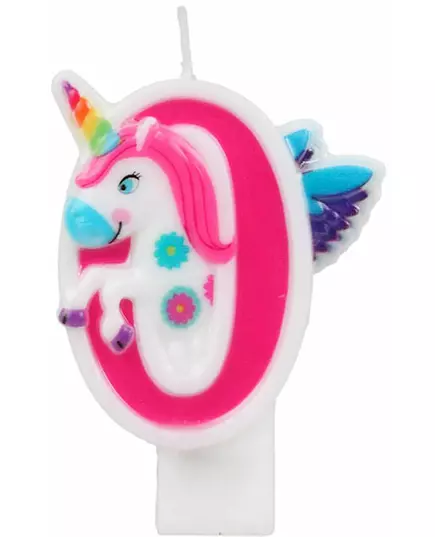 Różowa świeczka z cyfrą jednorożca 14 cm, Rozmiar: 3, image 2