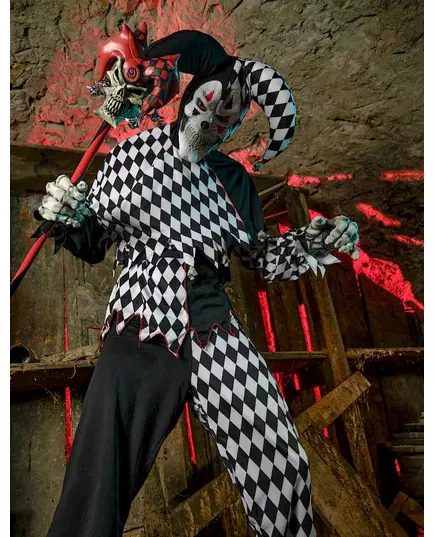 Kostium klauna arlekina na Halloween dla mężczyzn czarny, Rozmiar: Large, image 3