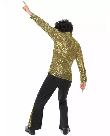 Męski złoty cekinowy kostium disco, Rozmiar: X-Large, image 3