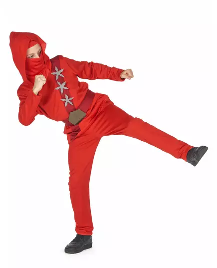 Czerwony strój z gwiazdami ninja dla chłopców, Rozmiar: 10-12 lat(130-140 cm), image 3
