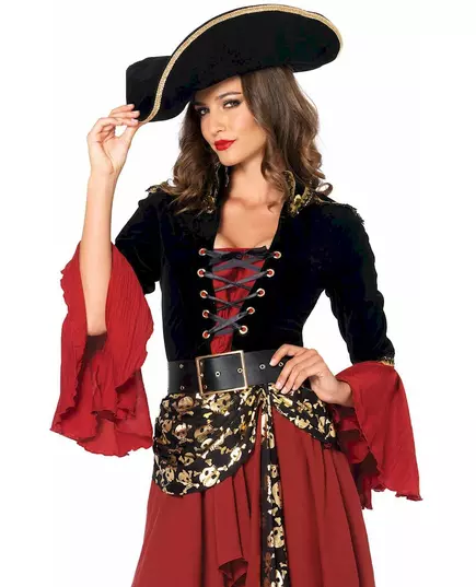 Strój pirata dla kobiet ze złotymi wzorami, Rozmiar: Large (44-46), image 3