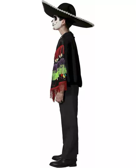 Kostium poncho ze szkieletem Dia de los Muertos dla dzieci, Rozmiar: 5-6 lat (115/130 cm), image 2