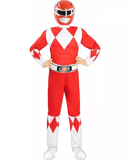 Czerwony kostium Power Ranger z efektem mięśni dla dzieci, Rozmiar: 5-6 lat (M), image 2