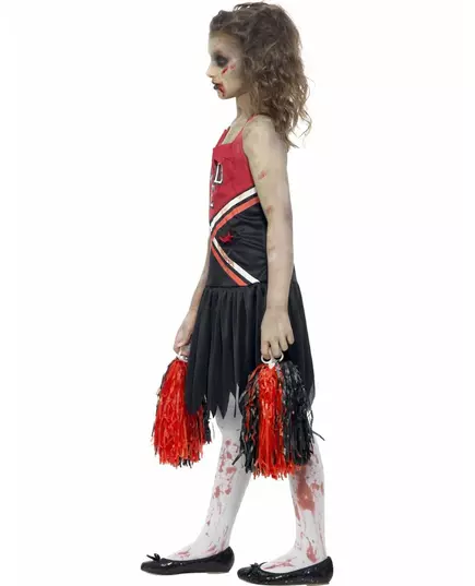 Kostium zombie cheerleaderka czarno-czerwony dla dziewczynki, Rozmiar: 13-15 lat, image 3