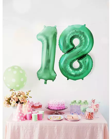 Balon foliowy metaliczny zielony rysunek 86 cm, Rozmiar: 5, image 3