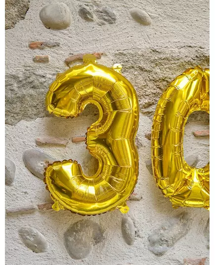 Balon foliowy złoty numer 33 cm, Rozmiar: 5, image 3