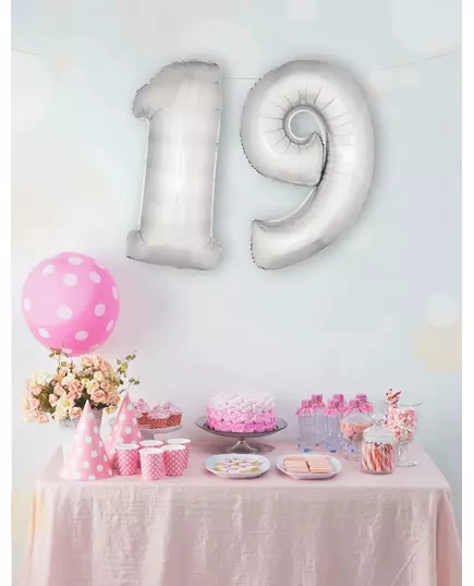 1m srebrny balon foliowy z cyframi, Rozmiar: 2, image 3