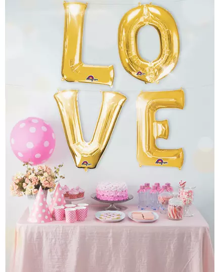 86 cm złoty balon foliowy z literą, Rozmiar: W, image 3