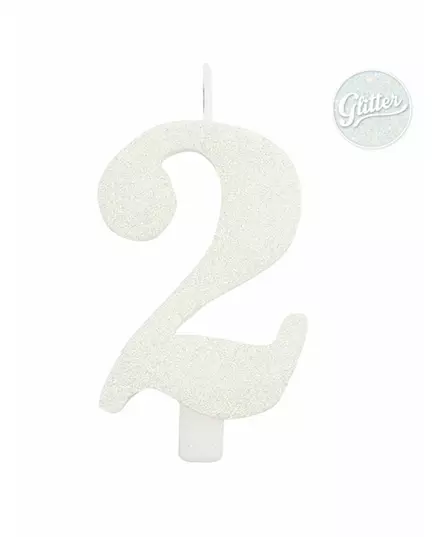Świeczka urodzinowa w kształcie cyfry, błyszcząca, biała, 9,5 cm, Rozmiar: 8, image 3