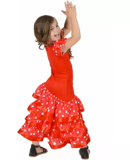 Czerwony kostium tancerki flamenco w białe kropki dla dziewczynek, Rozmiar: 4-6 lat (110-120 cm), image 3