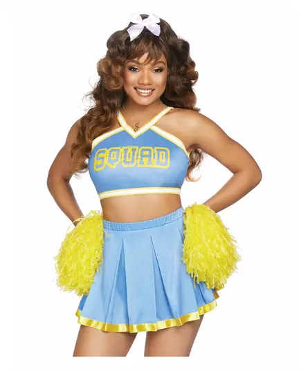 Kostium cheerleaderka deluxe niebieski damski, Rozmiar: Large (44-46), image 3