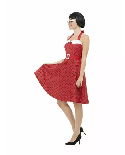 Czerwony kostium rockabilly lat 50 dla kobiet, Rozmiar: Medium, image 3