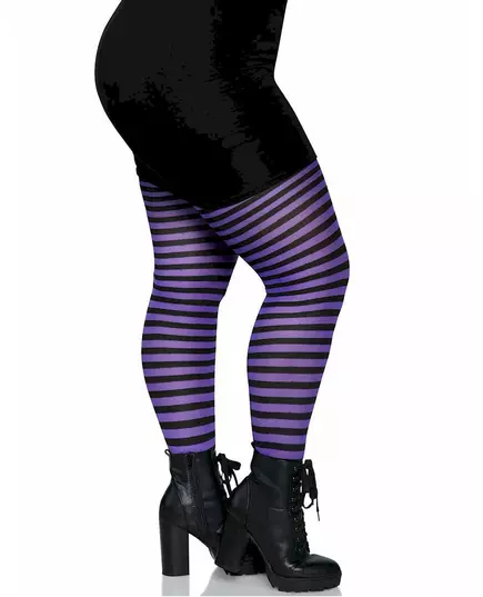 Rajstopy damskie plus size w czarno-fioletowe paski, Rozmiar: XXX-Large/XXXX-Large (54-58), image 3