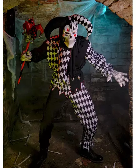 Kostium klauna arlekina na Halloween dla mężczyzn czarny, Rozmiar: XX-Large, image 4