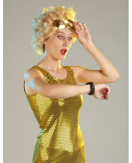 Złoty cekinowy kostium disco dla kobiet, Rozmiar: Medium, image 4