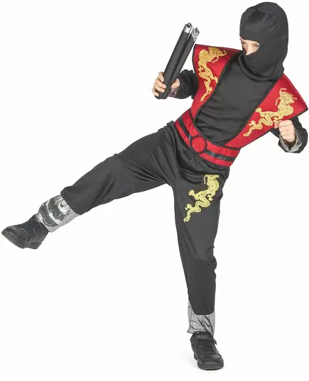 Kostium ninja żółtego smoka dla chłopca, Rozmiar: 7-9 lat (120-130 cm), image 4